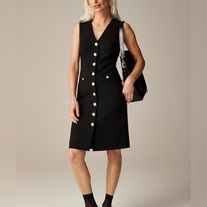 J.Crew Buttoned Sheath Dress in Italian Stretch Wool Blend